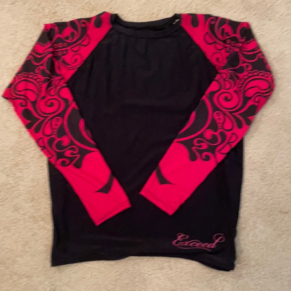Hot pink and black Exceed rash guard